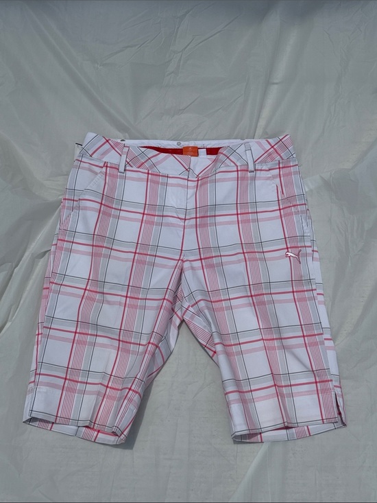 Puma White and Pink Plaid Golf Shorts